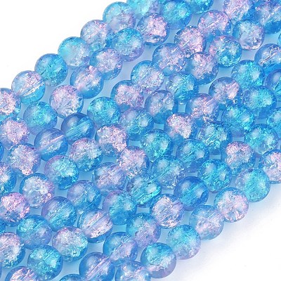 Spray Painted Crackle Glass Beads Strands CCG-Q001-8mm-19-1