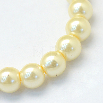 Baking Painted Pearlized Glass Pearl Round Bead Strands X-HY-Q330-8mm-21-1