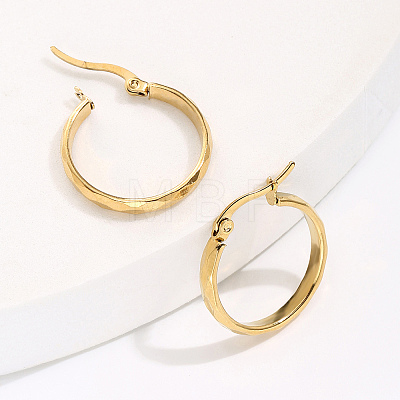 Stylish Stainless Steel Ripple Hoop Earrings RE3592-1