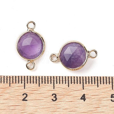 Natural Amethyst Connector Charms G-C102-09F-G-1