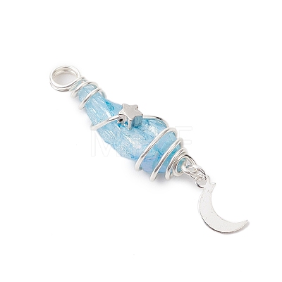 3Pcs 3 Styles Electroplated Natural Quartz Crystal Nuggets Copper Wire Wrapped Pendants PALLOY-JF03128-04-1