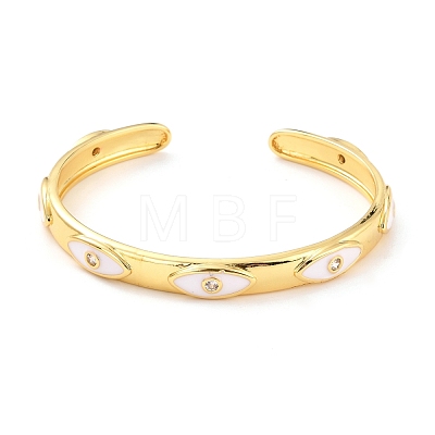 Colorful Evil Eye Cubic Zirconia Cuff Bangle BJEW-D448-26G-RS-1