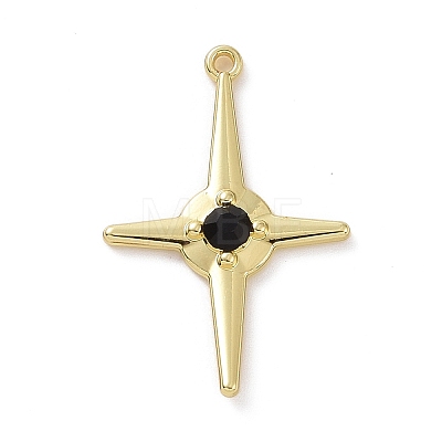 Rack Plating Alloy Black Glass Pendants FIND-I037-06LG-02-1