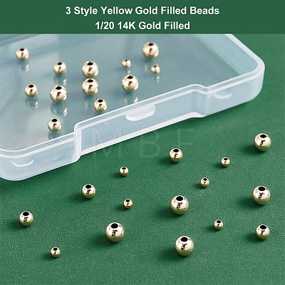   30Pcs 3 Style Yellow Gold Filled Beads KK-PH0009-26-1