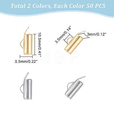 Unicraftale 100Pcs 2 Colors 304 Stainless Steel Slide On End Clasp Tubes STAS-UN0044-75-1