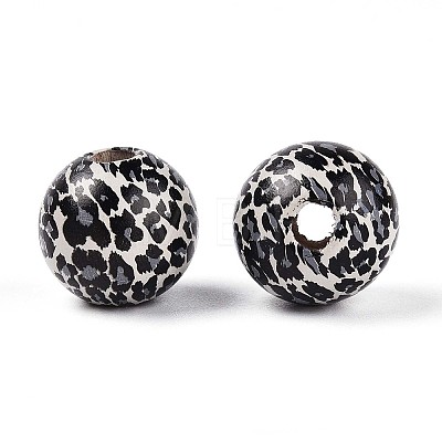Printed Schima Wood Beads WOOD-N017-01B-1