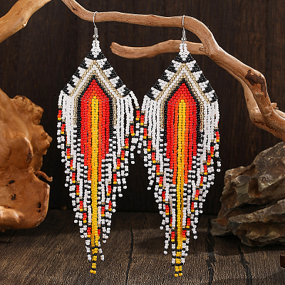 Bohemian Style Handmade Glass Bead Dangle Earrings for Daily Wear LP2422-1