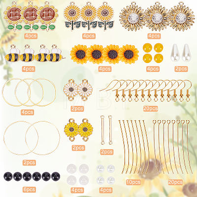 DIY Sunflower and Bee Earring Making Kit DIY-SC0020-20-1