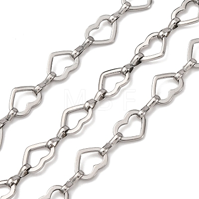 304 Stainless Steel Heart Link Chains CHS-S012-18P-1