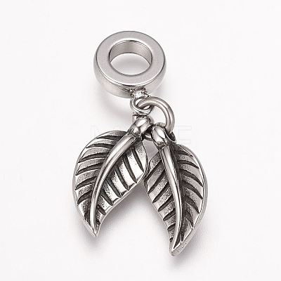 304 Stainless Steel European Dangle Charms LS-OPDL-K001-01AS-1