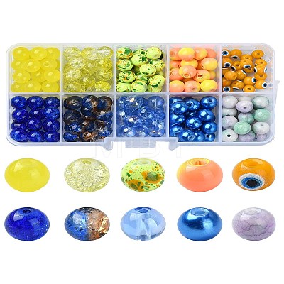 200Pcs 10 Styles aking Painted & Spray Painted Crackle Glass Beads DGLA-YW0001-22-1