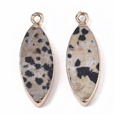 Edge Golden Plated Natural Dalmatian Jasper Pendants G-T131-06H-1