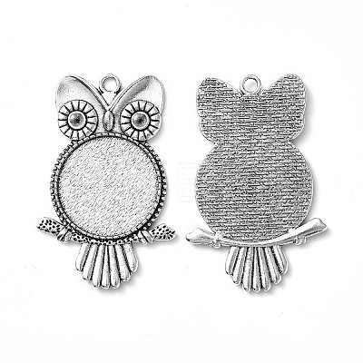 Tibetan Style Alloy Pendant Rhinestone Cabochon Settings X-TIBEP-4494-AS-FF-1