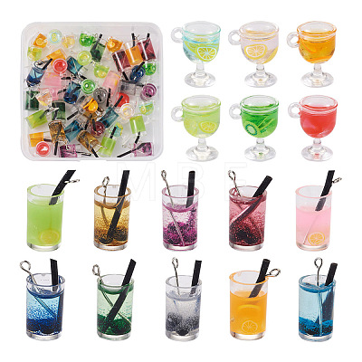 64Pcs 16 Style Imitation Juice Draft Beer Resin Pendants CRES-PJ0001-02-1