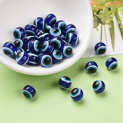 Round Evil Eye Resin Beads RESI-R159-10mm-08-1