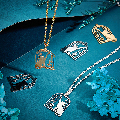 8Pcs 2 Colors 201 Stainless Steel Pendants STAS-DC0005-12-1