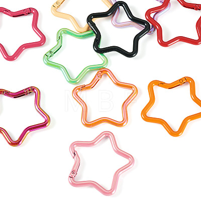 10Pcs 2 Styles Spray Painted Alloy Spring Gate Rings FIND-TA0009-83-1