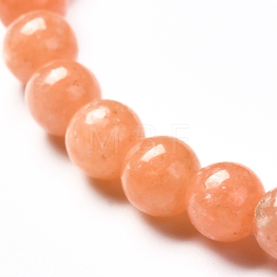 Natural Peach Calcite Round Beads Stretch Bracelet for Her BJEW-JB06822-01-1