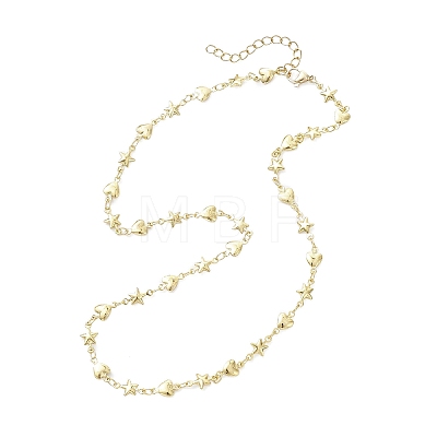 304 Stainless Steel Heart Star Link Chain Necklaces NJEW-JN05618-1