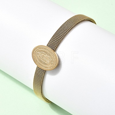 304 Stainless Steel Virgin Mary Bangles for Women BJEW-K295-01B-G-1
