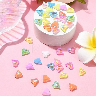 10Pcs Heart Translucent Glass Pointed Back Cabochons MRMJ-YW0001-062B-1