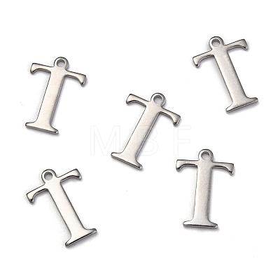 304 Stainless Steel Alphabet Charms STAS-H122-T-P-1