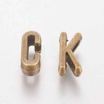 Tibetan Style Antique Bronze Plated Alloy Letter Slide Charms PALLOY-WH0065-43AB-NF-1