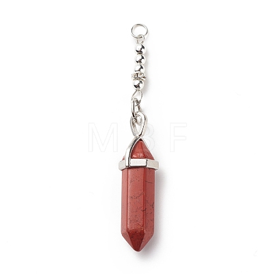 Natural Mixed Stone Double Terminal Pointed Pendants PALLOY-JF01776-1