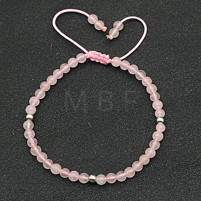 Adjustable Natural Rose Quartz Braided Beaded Bracelets for Women LG9619-5-1