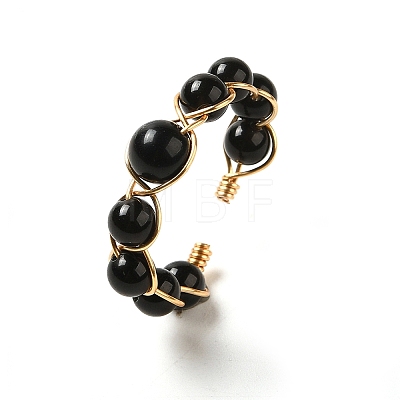 Adjustable Natural Obsidian with Brass Rings G-B075-01G-03-1