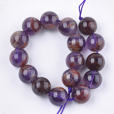 Natural Purple Lodolite Quartz/Purple Phantom Quartz Beads Strands G-S333-12mm-030-1