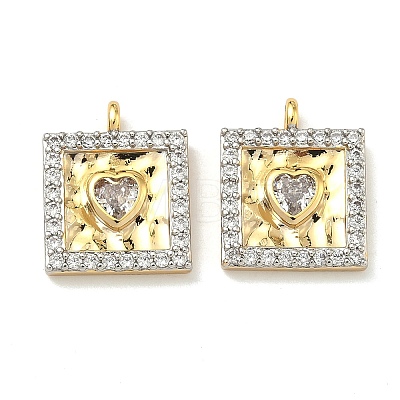 Brass Micro Pave Clear Cubic Zirconia Pendants KK-G555-13GP-1