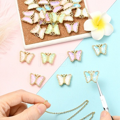 12Pcs 6 Colors Alloy Glass Pendants GLAA-YW0005-67-1