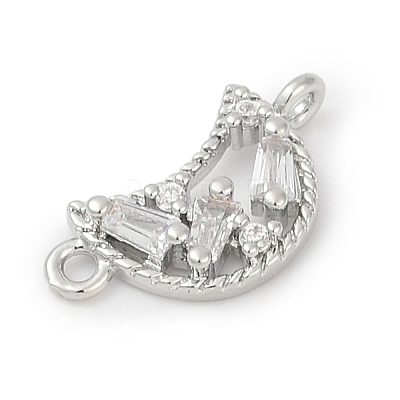 Brass Clear Cubic Zirconia Connector Charms KK-Z094-03P-01-1