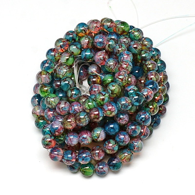 Baking Painted Glass Beads Strands DGLA-Q023-8mm-DB70-1