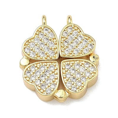 Saint Patrick's Day Brass Micro Pave Clear Cubic Zirconia Deployable Pendants KK-A293-27A-G-1