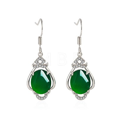 Half Round Imitation Jade Dangle Earrings for Girl Women EJEW-BB46316-A-1