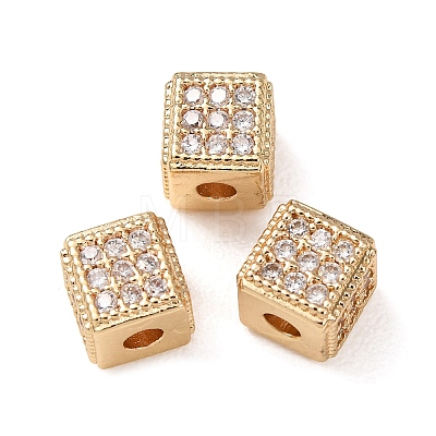 Brass Clear Cubic Zirconia Beads KK-L272-04G-1