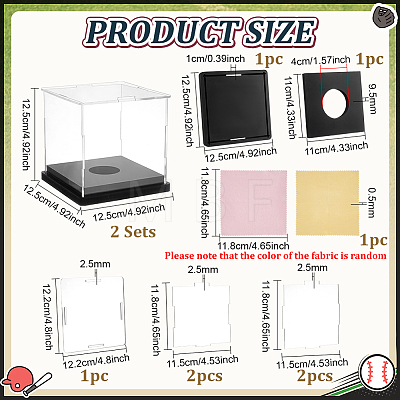 Transparent Acrylic Sport Ball Display Cases with Black Base ODIS-WH0030-300-1