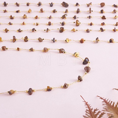 Natural Tiger Eye Chips Beaded Chains CHC-SZ0001-62J-1