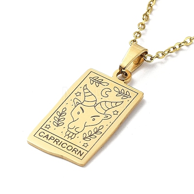 Rectangle with Twelve Constellations Pendant Necklaces NJEW-D069-01G-10-1