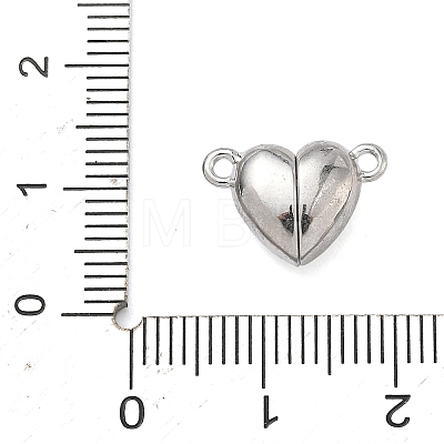 Heart Brass Micro Pave Clear Cubic Zirconia Magnetic Clasps KK-C251-11P-1