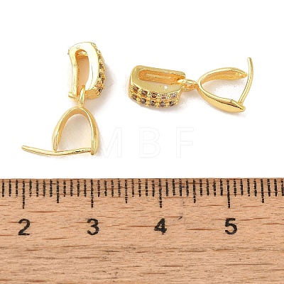 Rack Plating Brass Pave Clear Cubic Zirconia Ice Pick Pinch Bails KK-M285-19G-1