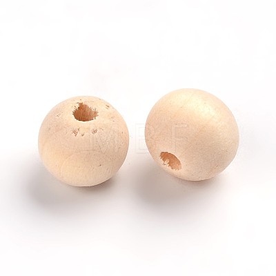 Unfinished Natural Wood Beads Spacer Craft Beads for DIY Macrame Rosary Jewelry X-WOOD-S651-10mm-LF-1