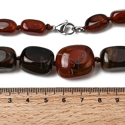 Dyed Natural Agate Cuboid Graduated Beaded Necklaces with Alloy Clasps NJEW-C113-01G-1