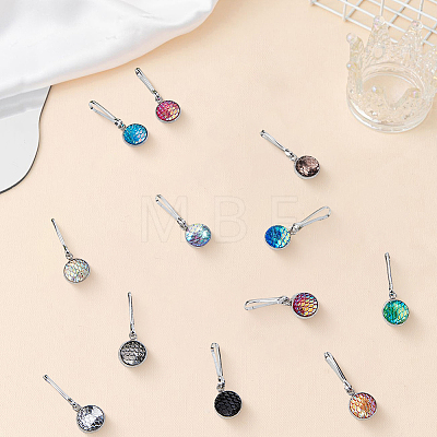 12Pcs 12 Colors Mermaid Scale Alloy Resin Zipper Pulls Charms FIND-CY0002-30-1