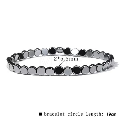 Synthetic Non-magnetic Hematite Beads Stretch Bracelets for Men LS-RL7655-13-1