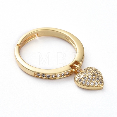 Adjustable Brass Micro Pave Cubic Zirconia Finger Rings RJEW-G096-20G-1