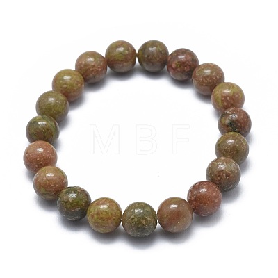 Natural Unakite Bead Stretch Bracelets BJEW-K212-A-042-1