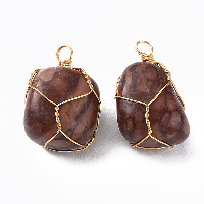 Natural Leopard Skin Jasper Pendants G-N332-50-07-1